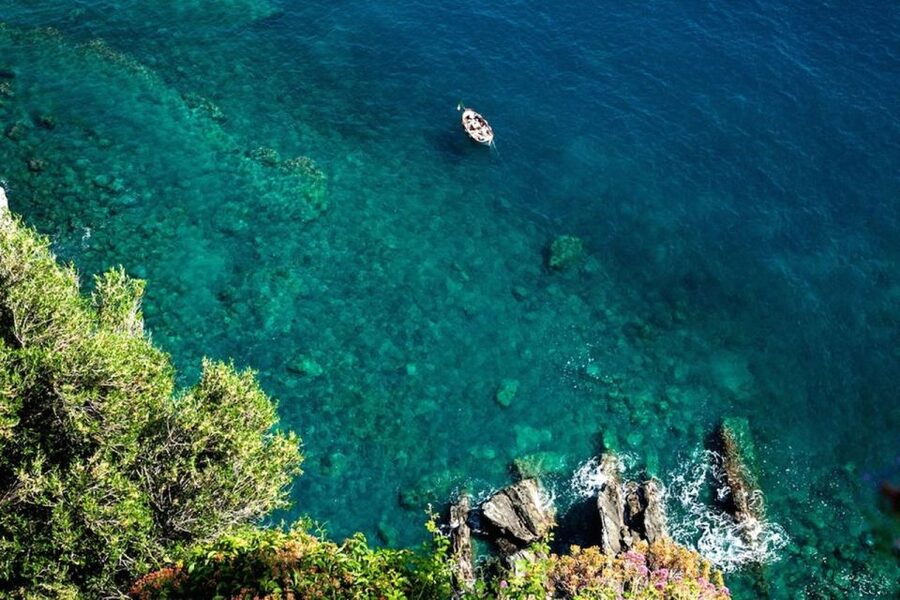 Cinque Terre: Hybrid Boat Tour with Swimming Stop - Manarola and the houses that meet the sea