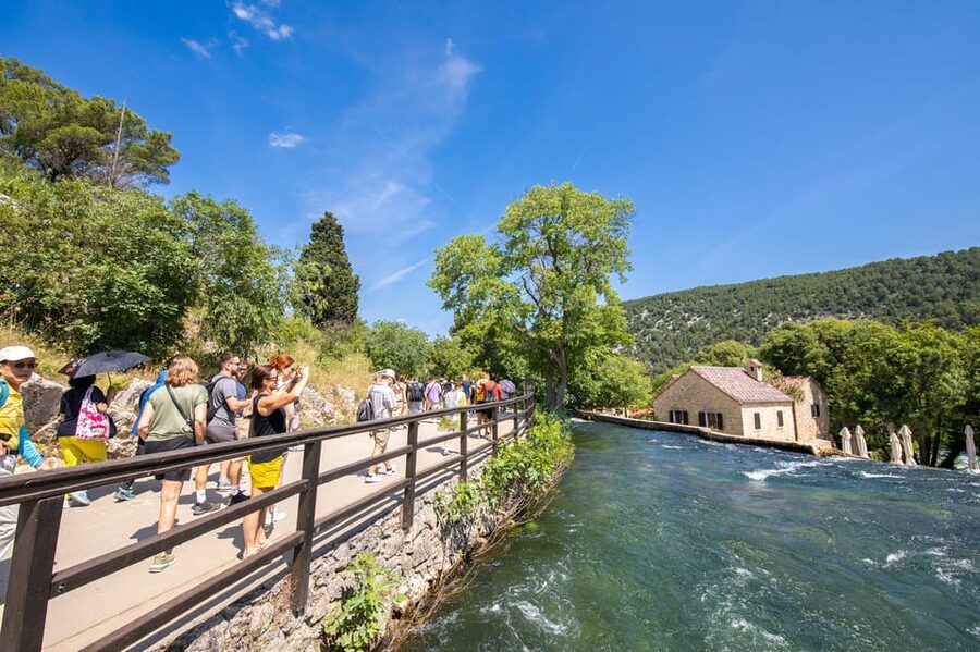 From Split: Krka Waterfalls day tour & wine tasting - The real drawback: a popular park on a fixed schedule