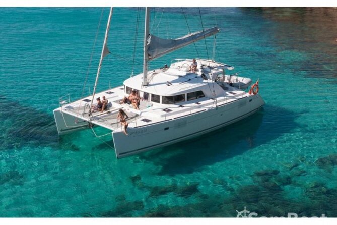 Luxury catamaran from Porto Rafael-Palau to the Maddalena Archipelago - Seeing Budelli’s Pink Beach from the boat