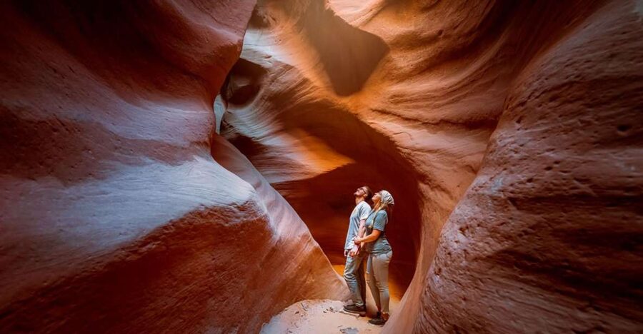 Orderville: East Zion UTV Ride and Red Rock Slot Canyon Hike - Entering the red rock slot canyons