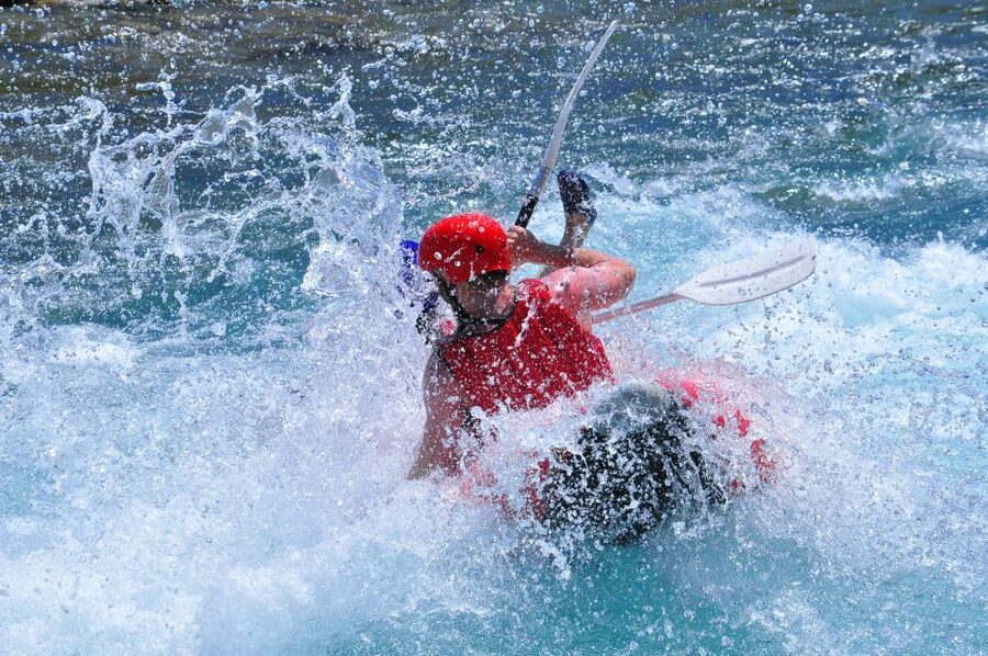 River Kayaking in Köprülü Canyon National Park - Getting used to the two-person inflatable kayak
