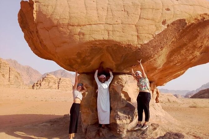 Wadi Rum 2-Day Jeep Tour with Meals and Overnight in Bedouin Camp - Mushroom Rock and lunch cooked over fire